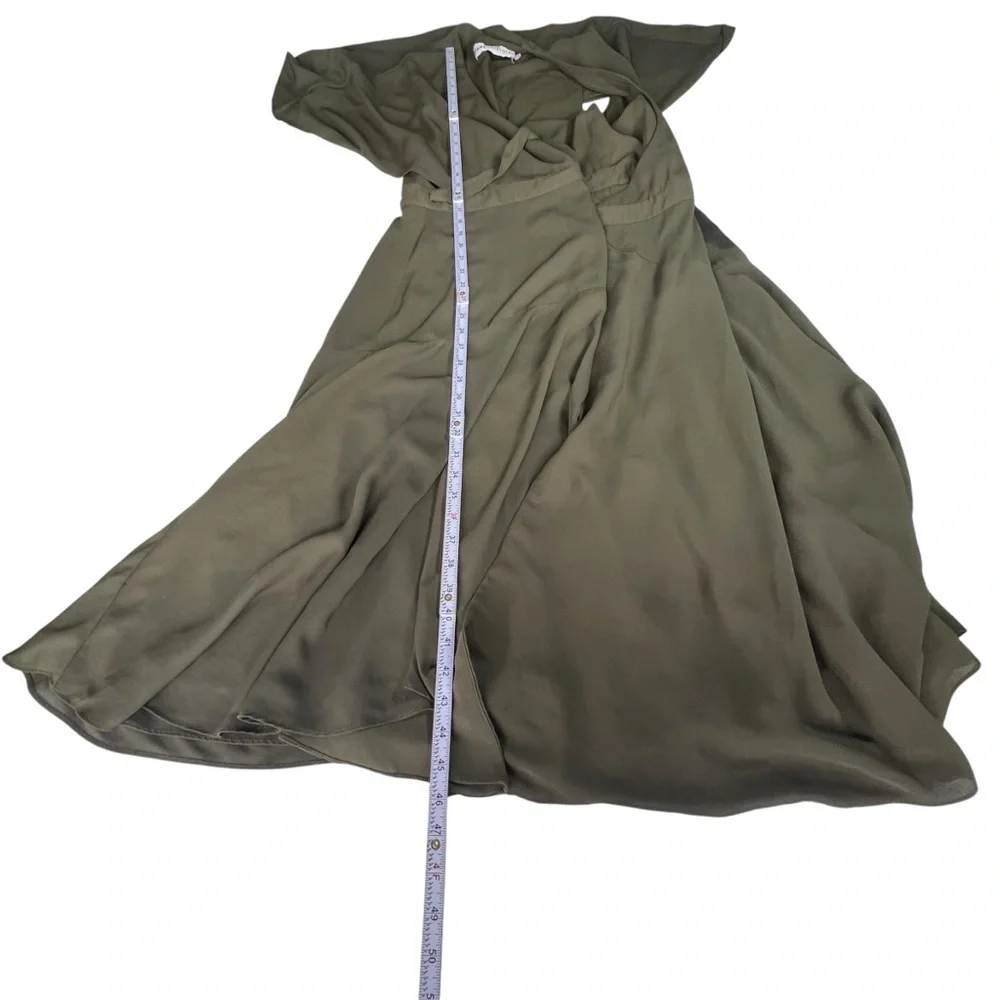 Fame and Partners Green Midi V-Neckline Wrap Dress in Size 8 - Picture 12 of 13